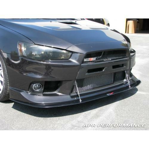 APR Performance Carbon Fiber Front Wind Splitter w/ Splitter Rods for OEM Lip - Mitsubishi Lancer Evolution X 10 (2008-2015)