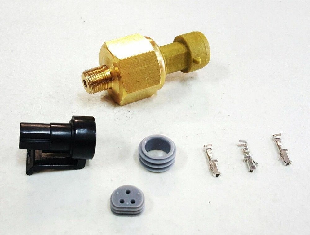 AEM Power 150 PSI Oil Fluid Pressure Brass Sensor Kit & Connector 1/8" NPT New