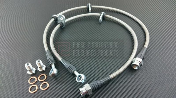 Phase 2 Motortrend (P2M) Stainless Steel Braided Front Brake Lines - Honda S2000 AP2 (2000-2005)