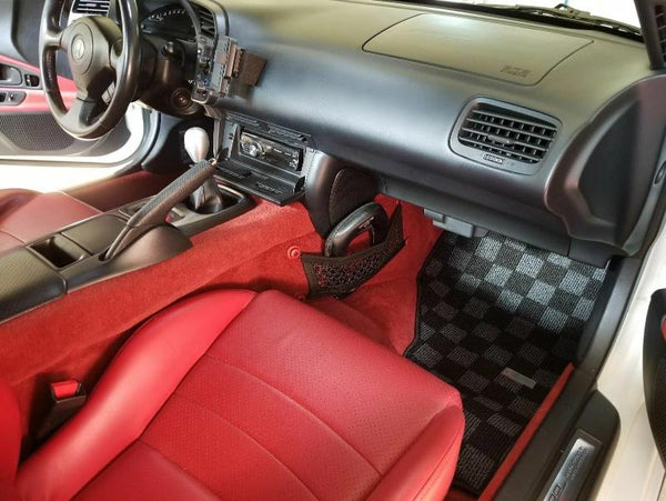 Phase 2 Motortrend (P2M) Checkered Flag Extended Carpet Floor Mats - Honda S2000 (2000-2009)