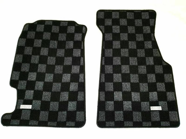 Phase 2 Motortrend (P2M) Checkered Flag Race Carpet Floor Mats Set - Honda Civic Del Sol (1992-1994)