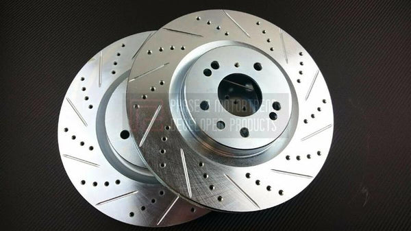 Phase 2 Motortrend (P2M) Zinc Coated Slotted Drilled Front Brake Rotors w/ Brembo Calipers - Nissan 350z (2003-2009)