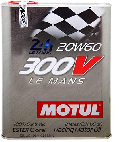 MOTUL 300V 24hr Le Mans 20W60 Fully Synthetic-Ester Racing Engine Motor Oil -  2 Liter (2.11QT)