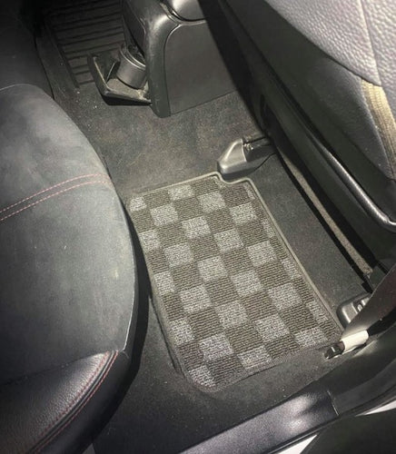 Phase 2 Motortrend (P2M) Front & Rear Checkered Carpet Floor Mats - Subaru WRX & STI GVF (2011-2014)