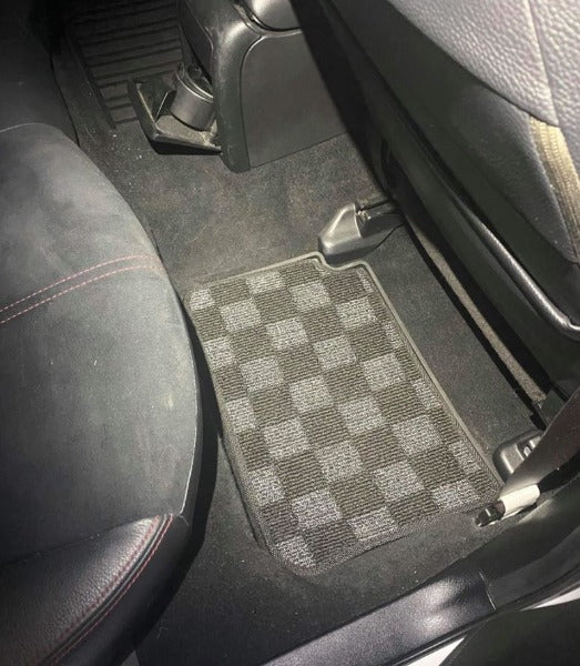 Phase 2 Motortrend (P2M) Front & Rear Checkered Carpet Floor Mats - Subaru WRX & STI GVF (2011-2014)