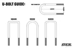 Zone Offroad Square U-Bolt - 9/16" x 3-1/8" x 15" - Single Bolt