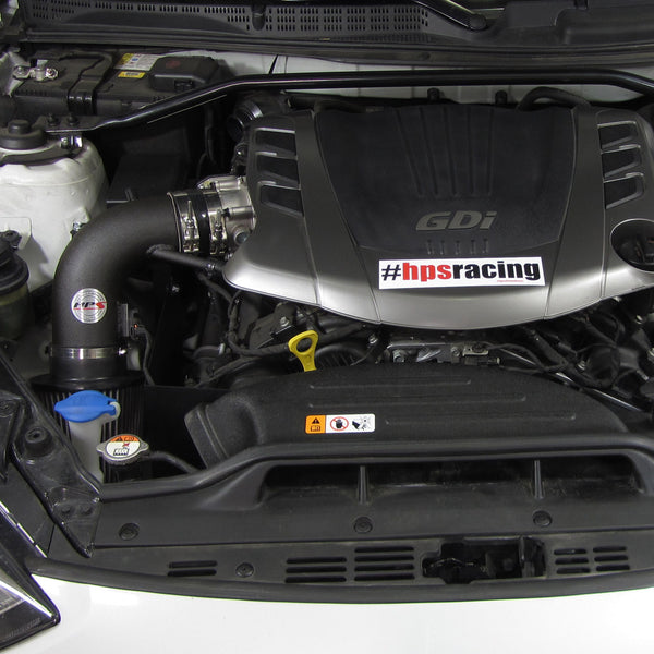 HPS Performance Shortram Cold Air Intake Kit Installed Hyundai 2013-2015 Genesis Coupe 3.8L V6 827-525