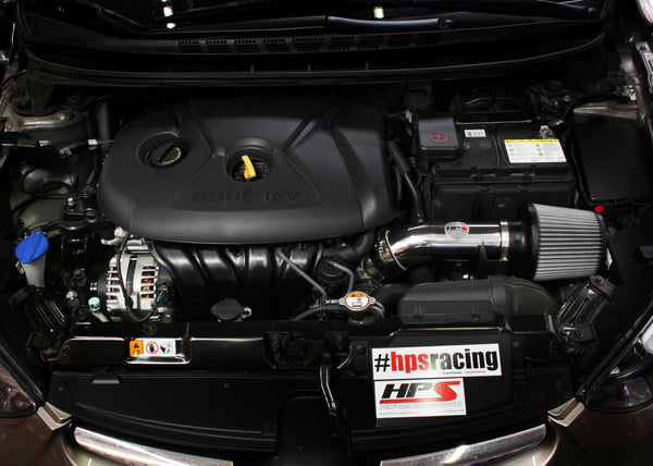 HPS Performance Shortram Cold Air Intake Kit Installed Hyundai 2011-2016 Elantra 1.8L 827-538