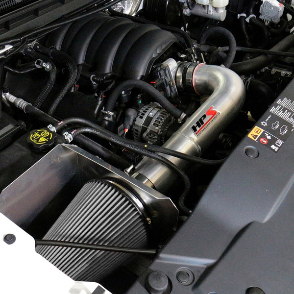 HPS Performance Shortram Cold Air Intake Kit Installed GMC 2014-2018 Sierra 1500 5.3L V8 827-603
