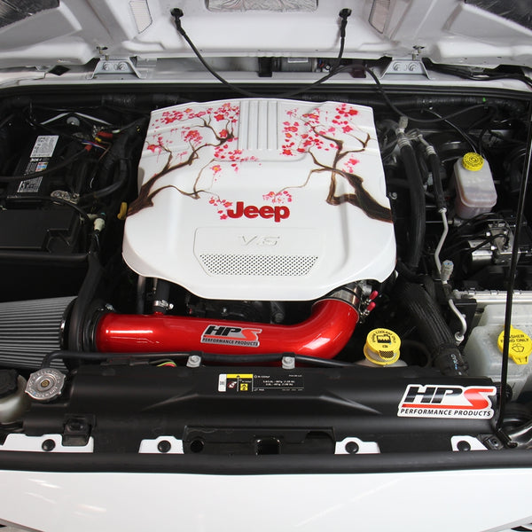 HPS Performance Shortram Cold Air Intake Kit Installed Jeep 2012-2018 Wrangler 3.6L V6 827-664