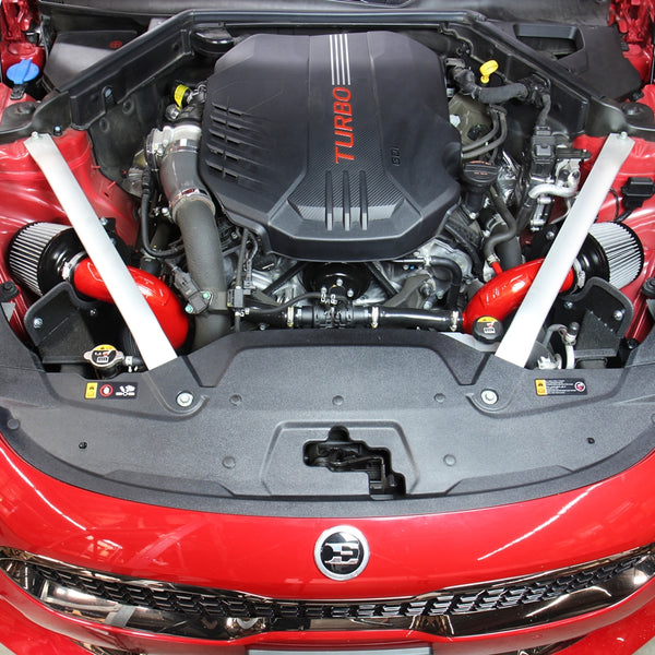 HPS Performance Shortram Cold Air Intake Kit Installed Kia 2018-2020 Stinger 3.3L V6 Twin Turbo 827-672