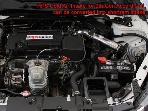 HPS Performance Cold Air Intake Kit Honda 2013-2017 Accord 2.4L installed as Shortram Intake 837-555