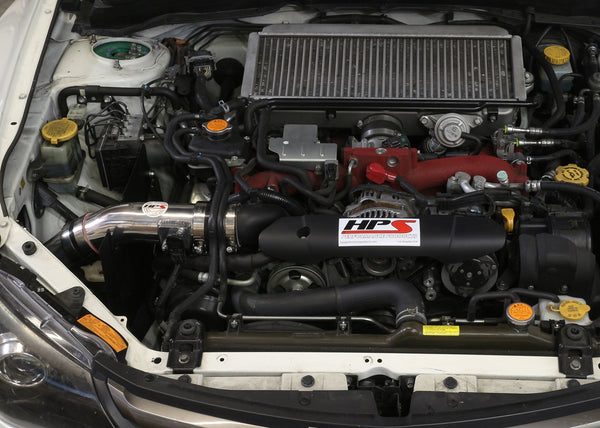 HPS Performance Cold Air Intake Kit with Heat Shield Installed Subaru 2008-2014 WRX STI 2.5L Turbo 837-566