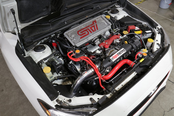 HPS Performance Cold Air Intake Kit with Heat Shield Installed Subaru 2015-2017 WRX STI 2.5L Turbo 837-573