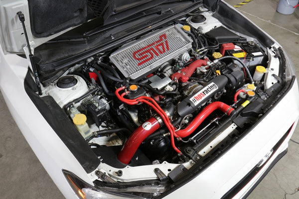 HPS Performance Cold Air Intake Kit with Heat Shield Installed Subaru 2015-2017 WRX STI 2.5L Turbo 837-573