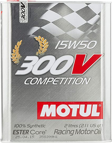 MOTUL 300V Competition 15W50 Fully Synthetic-Ester Racing Engine Motor Oil -  2 Liter (2.11QT)