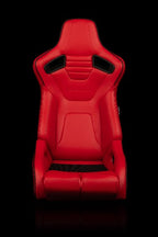 BRAUM RACING ELITE-R SERIES SPORT RECLINABLE SEATS ( RED LEATHERETTE | BLACK PIPING ) – PAIR