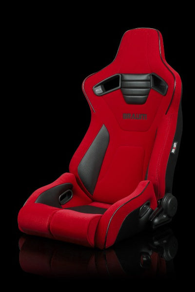 BRAUM RACING ELITE-R SERIES SPORT RECLINABLE SEATS ( RED CLOTH | BLACK PIPING) – PAIR