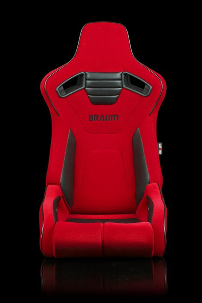 BRAUM RACING ELITE-R SERIES SPORT RECLINABLE SEATS ( RED CLOTH | BLACK PIPING) – PAIR