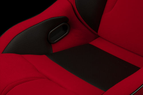 BRAUM RACING ELITE-R SERIES SPORT RECLINABLE SEATS ( RED CLOTH | BLACK PIPING) – PAIR