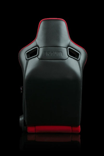 BRAUM RACING ELITE-R SERIES SPORT RECLINABLE SEATS ( RED CLOTH | BLACK PIPING) – PAIR