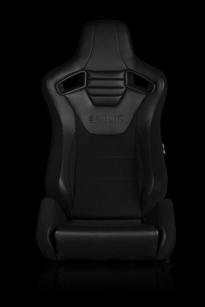 BRAUM Racing Elite S Reclining Bucket Seats Pair - Black Leatherette - Universal