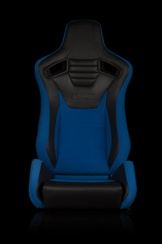 BRAUM Racing Elite S Reclining Bucket Seats Pair - Black & Blue Leatherette - Universal