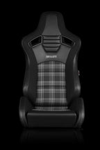BRAUM Racing Elite S Reclining Bucket Seats Pair - Black & Grey Plaid - Universal