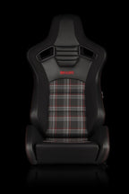 BRAUM Racing Elite S Reclining Bucket Seats Pair - Black & Red Plaid - Universal
