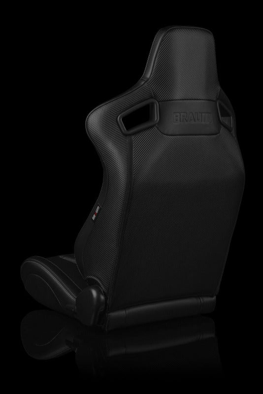 Braum Racing Elite-X Series Sport Reclinable Seats - Black Diamond w/ Grey Stitching - Pair