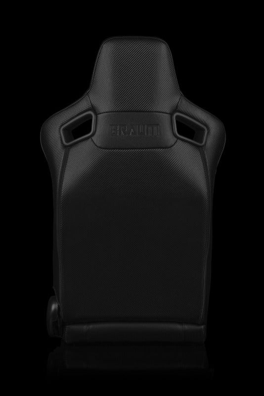Braum Racing Elite-X Series Sport Reclinable Seats - Black Diamond w/ Grey Stitching - Pair