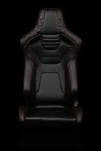 Braum Racing Elite-X Series Sport Reclinable Seats - Black Diamond w/ Red Stitching - Pair