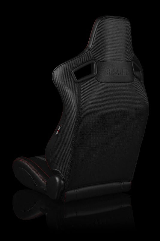Braum Racing Elite-X Series Sport Reclinable Seats - Black Diamond w/ Red Stitching - Pair