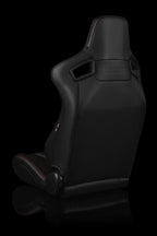 Braum Racing Elite-X Series Sport Reclinable Seats - Black Diamond w/ Red Stitching - Pair