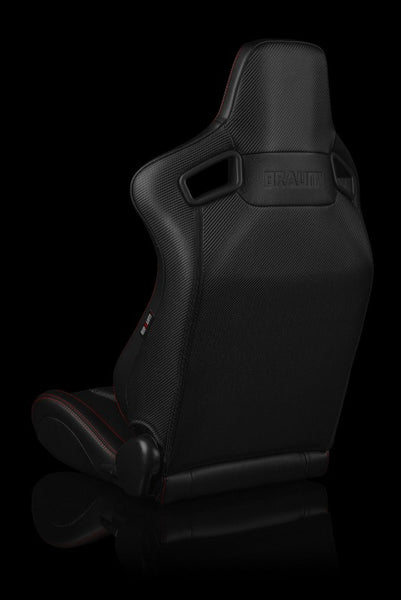 Braum Racing Elite-X Series Sport Reclinable Seats - Black Diamond w/ Red Stitching - Pair