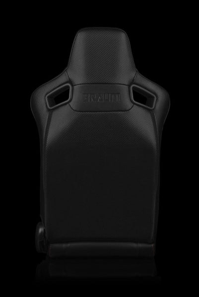 Braum Racing Elite-X Series Sport Reclinable Seats - Black Diamond w/ Red Stitching - Pair