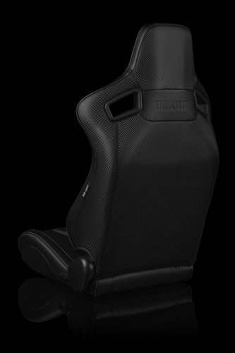BRAUM Racing Elite-X Series Reclining Bucket Seats Pair - Black / White Stitching - Universal