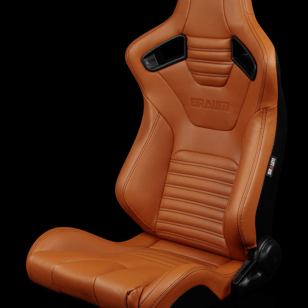 BRAUM RACING ELITE-X SERIES SPORT RECLINABLE SEATS (BRITISH TAN LEATHERETTE) – PAIR