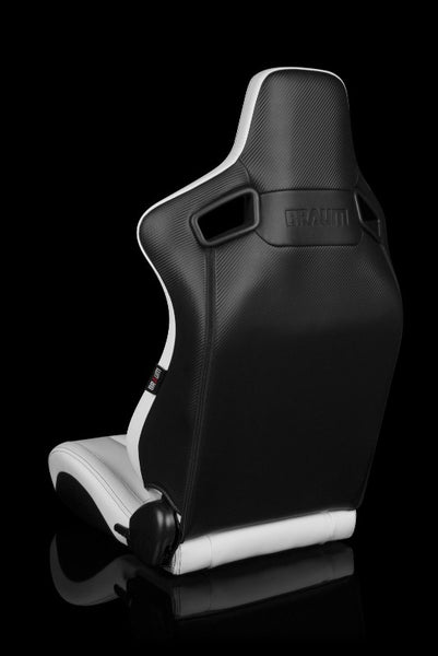Braum Racing Elite-X Series Sport Reclinable Seats - Pair - White Leatherette