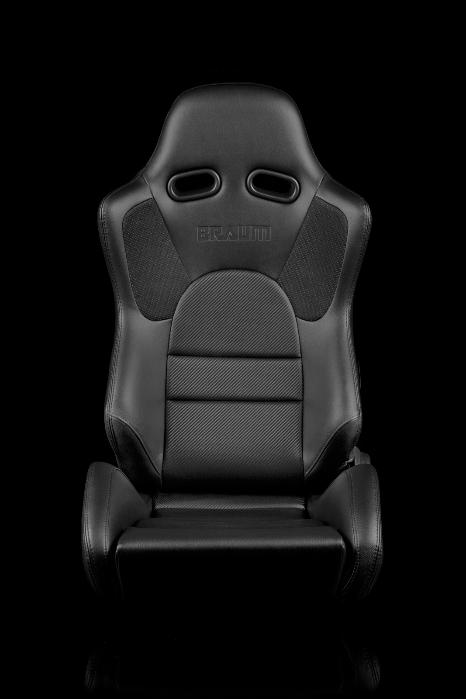 Braum Racing Advan Series Recline-able Racing Seat - Black Leather - PAIR