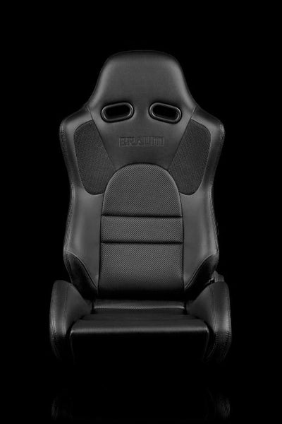 Braum Racing Advan Series Recline-able Racing Seat - Black Leather - PAIR