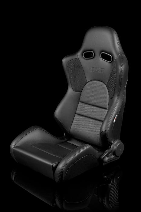 Braum Racing Advan Series Recline-able Racing Seat - Black Leather - PAIR