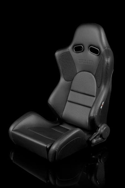 Braum Racing Advan Series Recline-able Racing Seat - Black Leather - PAIR