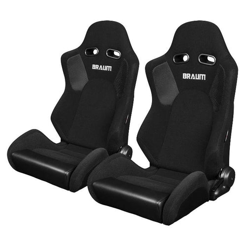 Braum Racing Advan Series Recline-able Racing Seat - Black Cloth - PAIR