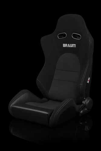 BRAUM RACING ADVAN SERIES SPORT RECLINABLE SEATS (BLACK CLOTH | ALCANTARA INSERTS) – PAIR