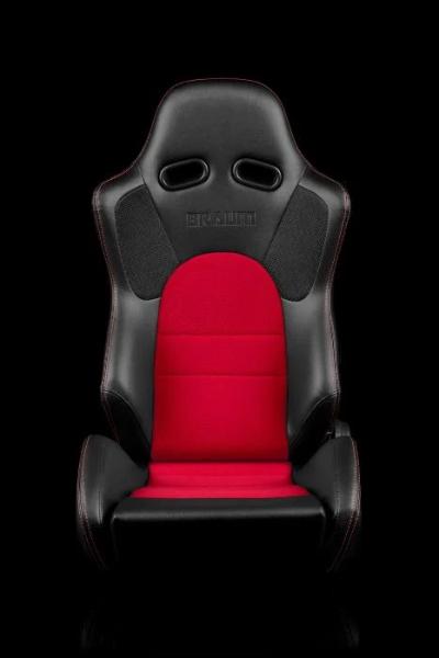 Braum Racing Advan Series Recline-able Racing Seat - Black and Red - PAIR