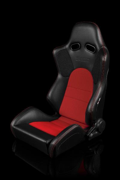 Braum Racing Advan Series Recline-able Racing Seat - Black and Red - PAIR