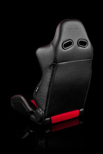 Braum Racing Advan Series Recline-able Racing Seat - Black and Red - PAIR