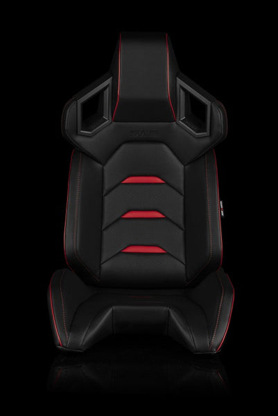 BRAUM RACING ALPHA-X SERIES SPORT RECLINABLE SEATS (BLACK & RED)) – PAIR