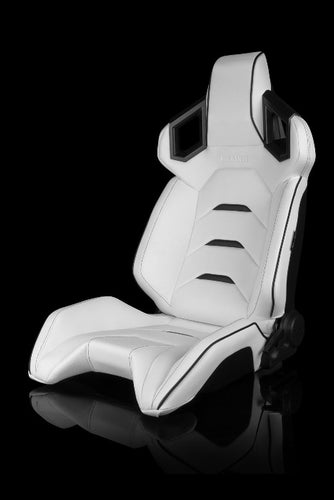 BRAUM RACING ALPHA-X SERIES SPORT RECLINABLE SEATS (WHITE & BLACK) – PAIR